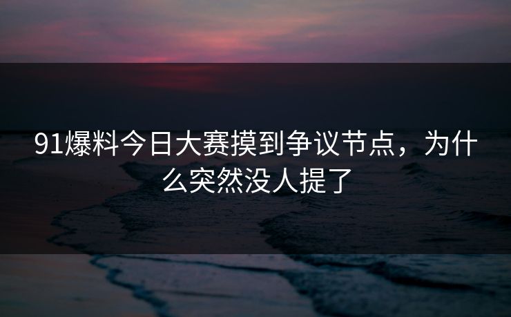 91爆料今日大赛摸到争议节点，为什么突然没人提了