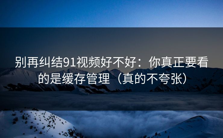 别再纠结91视频好不好：你真正要看的是缓存管理（真的不夸张）